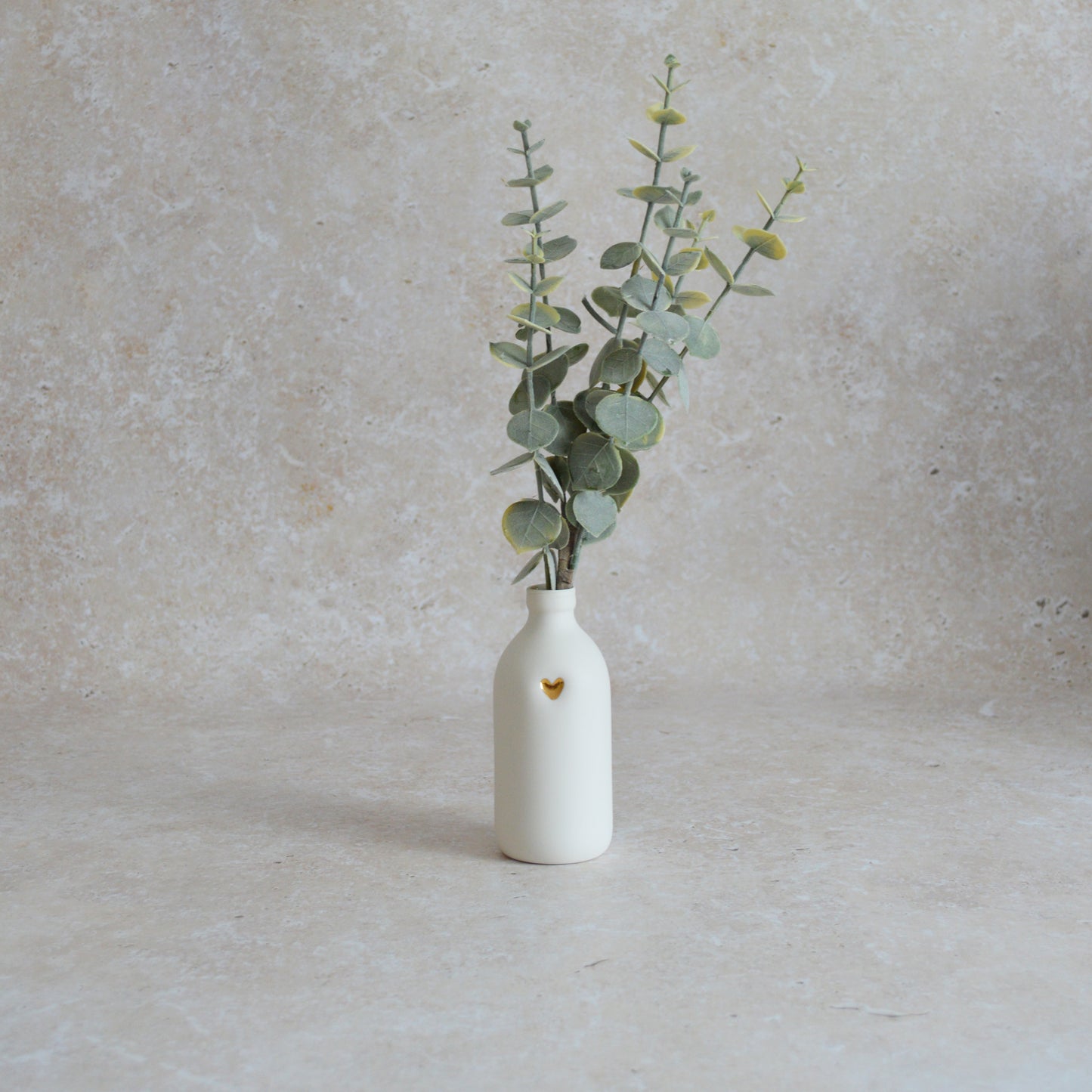 Seconds* Large White Bottle Vase With A Gold Embossed Heart | Flower Vase | Porcelain Vase (B56)