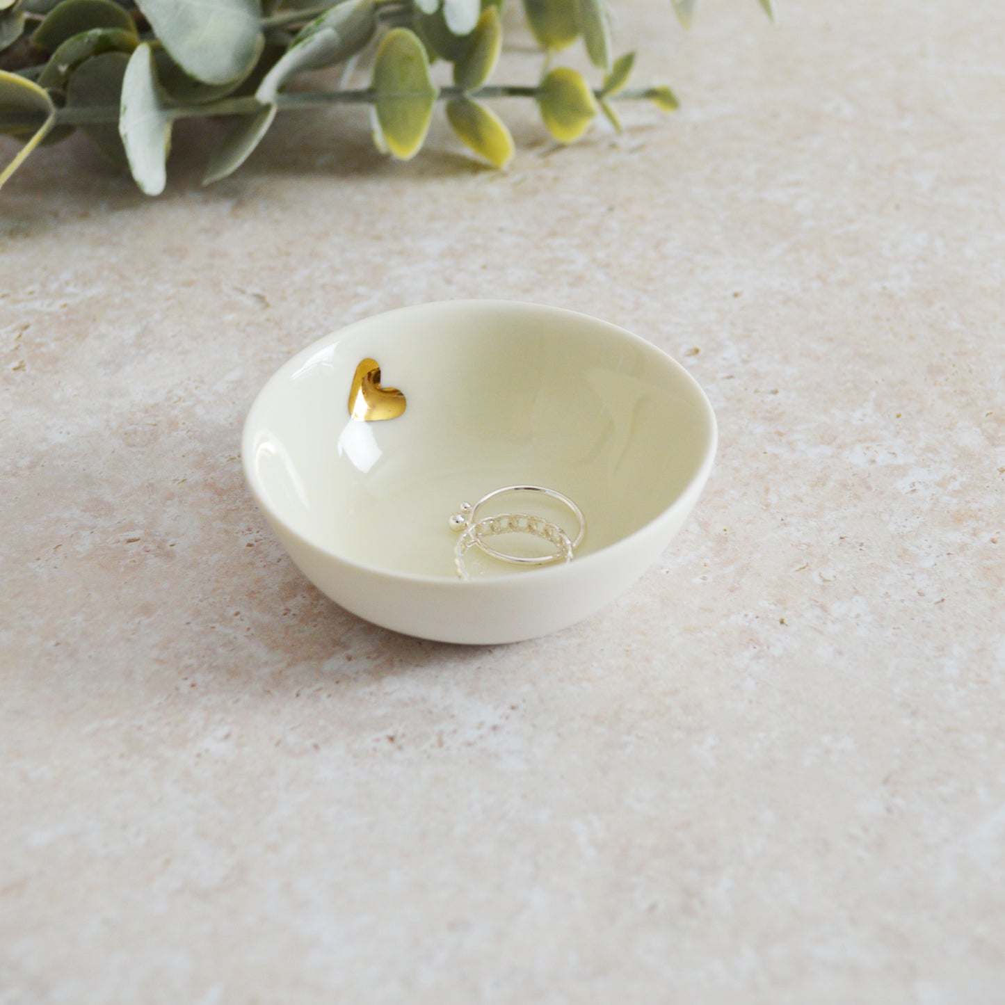 Seconds* Small Trinket/Ring Dish With A Gold Embossed Heart | Ring Dish | Jewellery | Porcelain (A12, A11, B58, B59)
