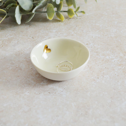 Seconds* Small Trinket/Ring Dish With A Gold Embossed Heart | Ring Dish | Jewellery | Porcelain (A12, A11, B58, B59)
