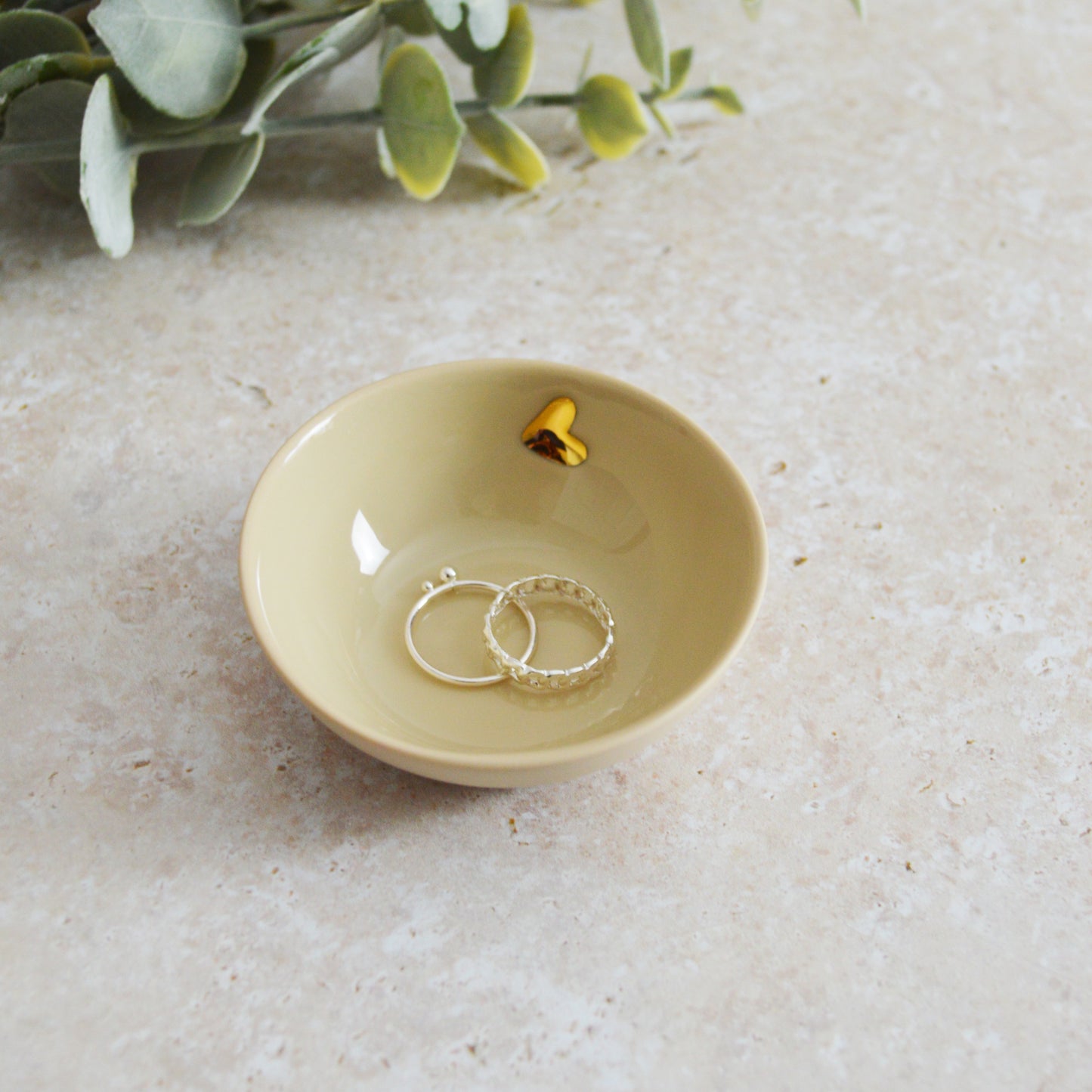 Seconds* Small Trinket/Ring Dish With A Gold Embossed Heart | Ring Dish | Jewellery | Porcelain (A12, A11, B58, B59)