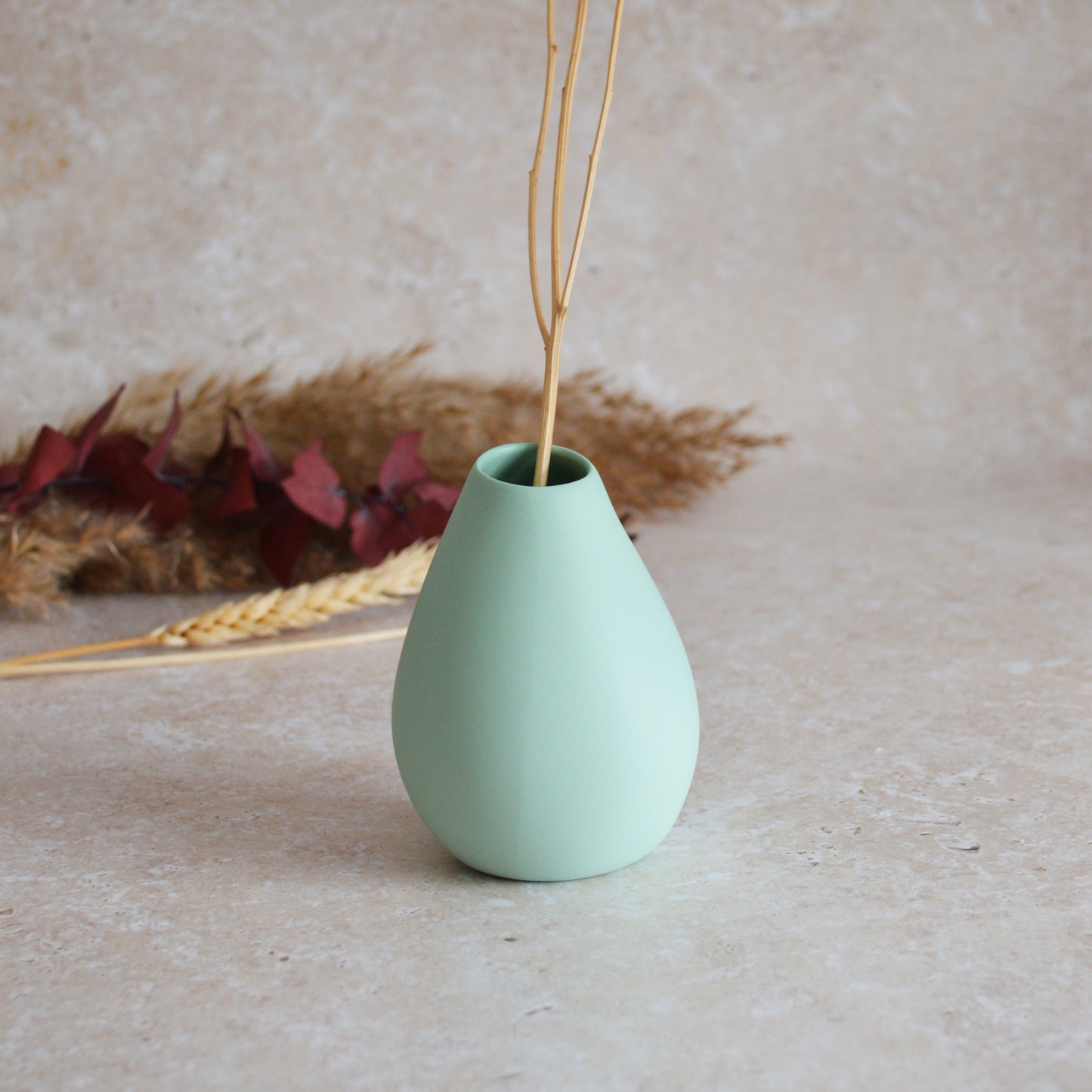 Seconds* Pastel Mint Bud Vase With An Embossed Gold Heart | Spring Vase | Mother's Day Gifts | Porcelain (B61)