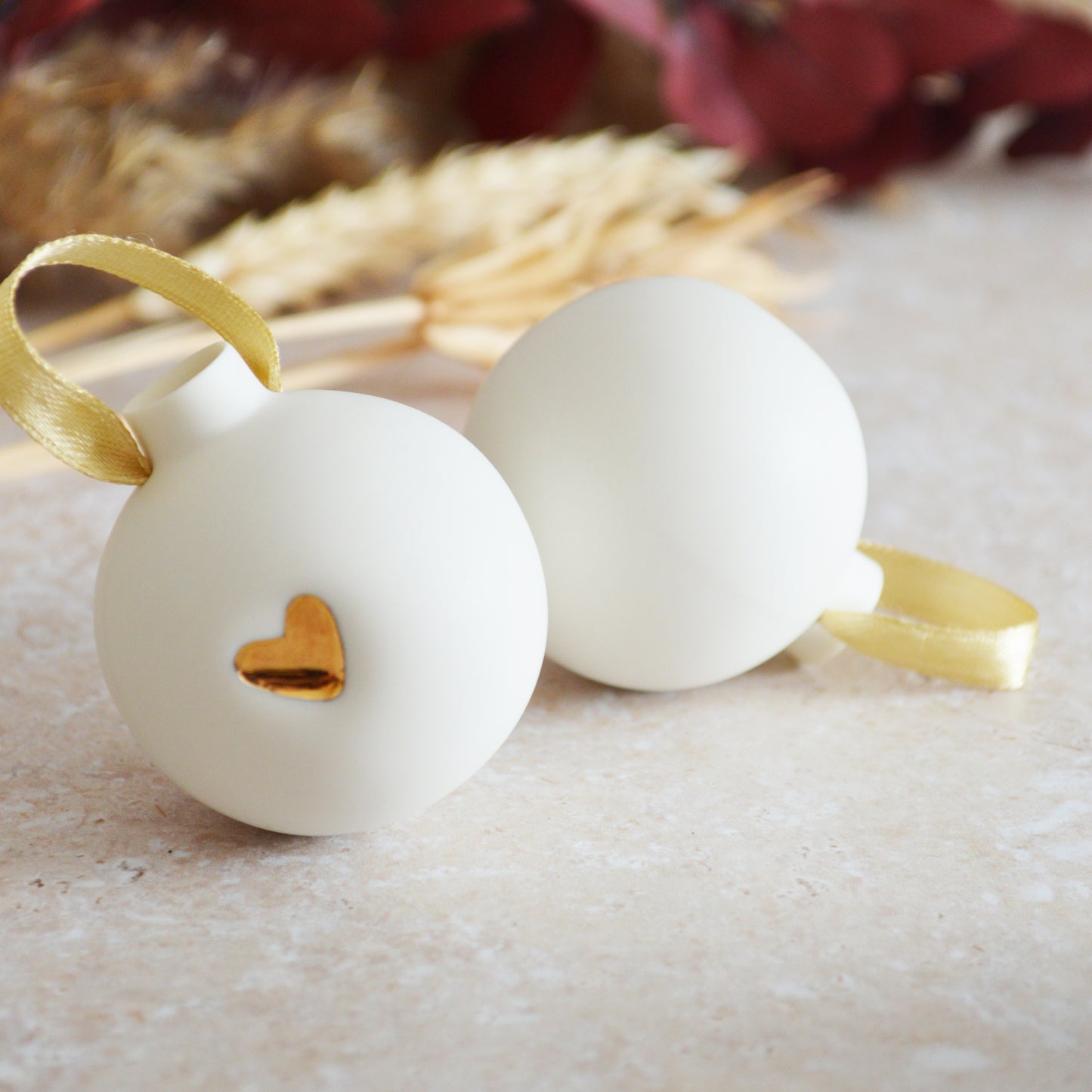 Sample* Porcelain Christmas Bauble With A Gold Embossed Heart | Christmas Decoration | Christmas Tree Decoration | Porcelain (B68)