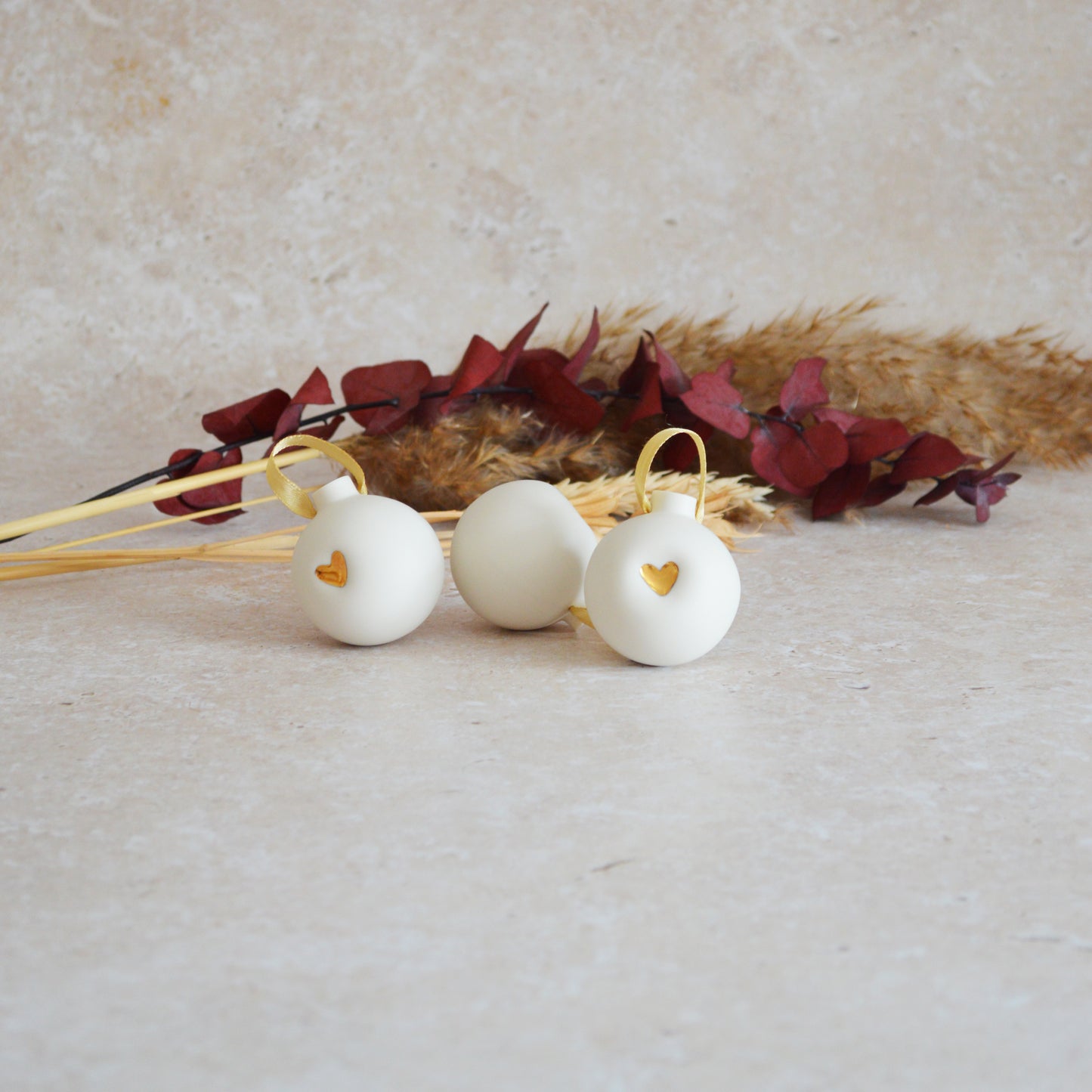 Sample* Porcelain Christmas Bauble With A Gold Embossed Heart | Christmas Decoration | Christmas Tree Decoration | Porcelain (B68)