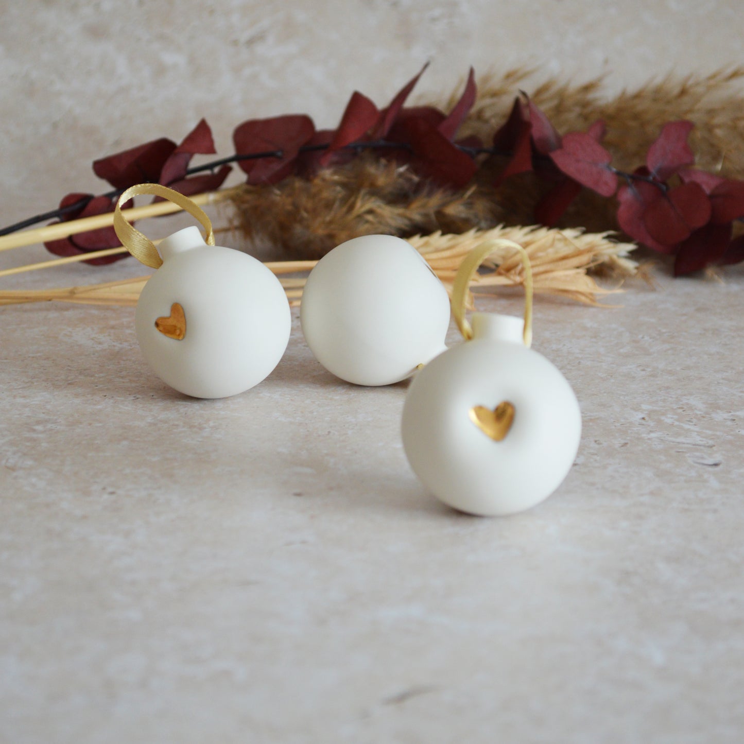 Sample* Porcelain Christmas Bauble With A Gold Embossed Heart | Christmas Decoration | Christmas Tree Decoration | Porcelain (B68)