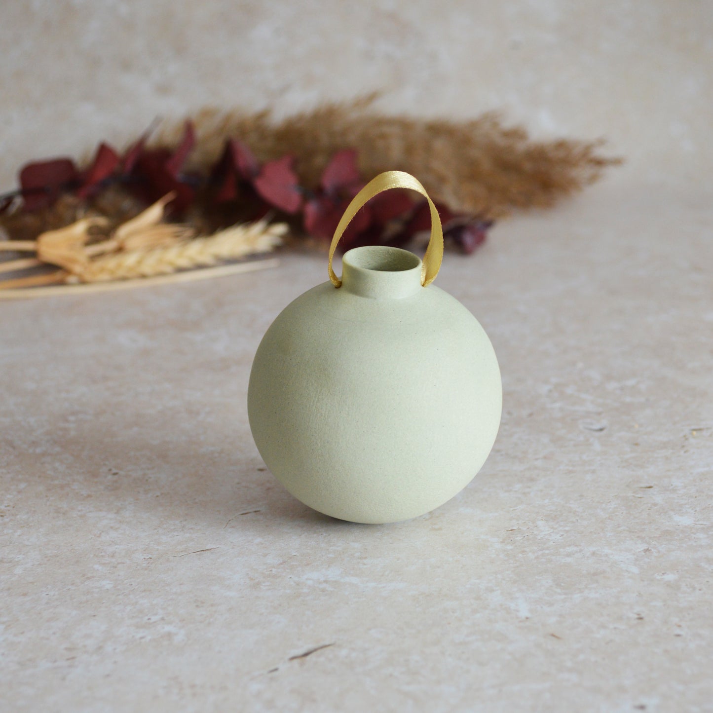 Seconds* MINT Large Pastel Bauble With A Gold Heart | Stoneware | Hanging Christmas Decorations | Christmas Tree Decor (B69)