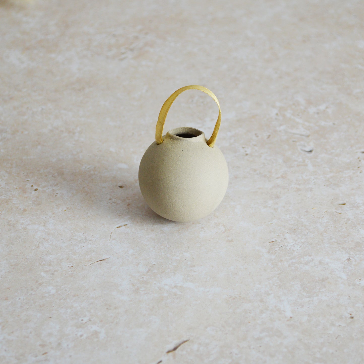 Sample* GREY Small Pastel Bauble With A Gold Heart | Stoneware | Hanging Christmas Decorations | Christmas Tree Decor (B6)