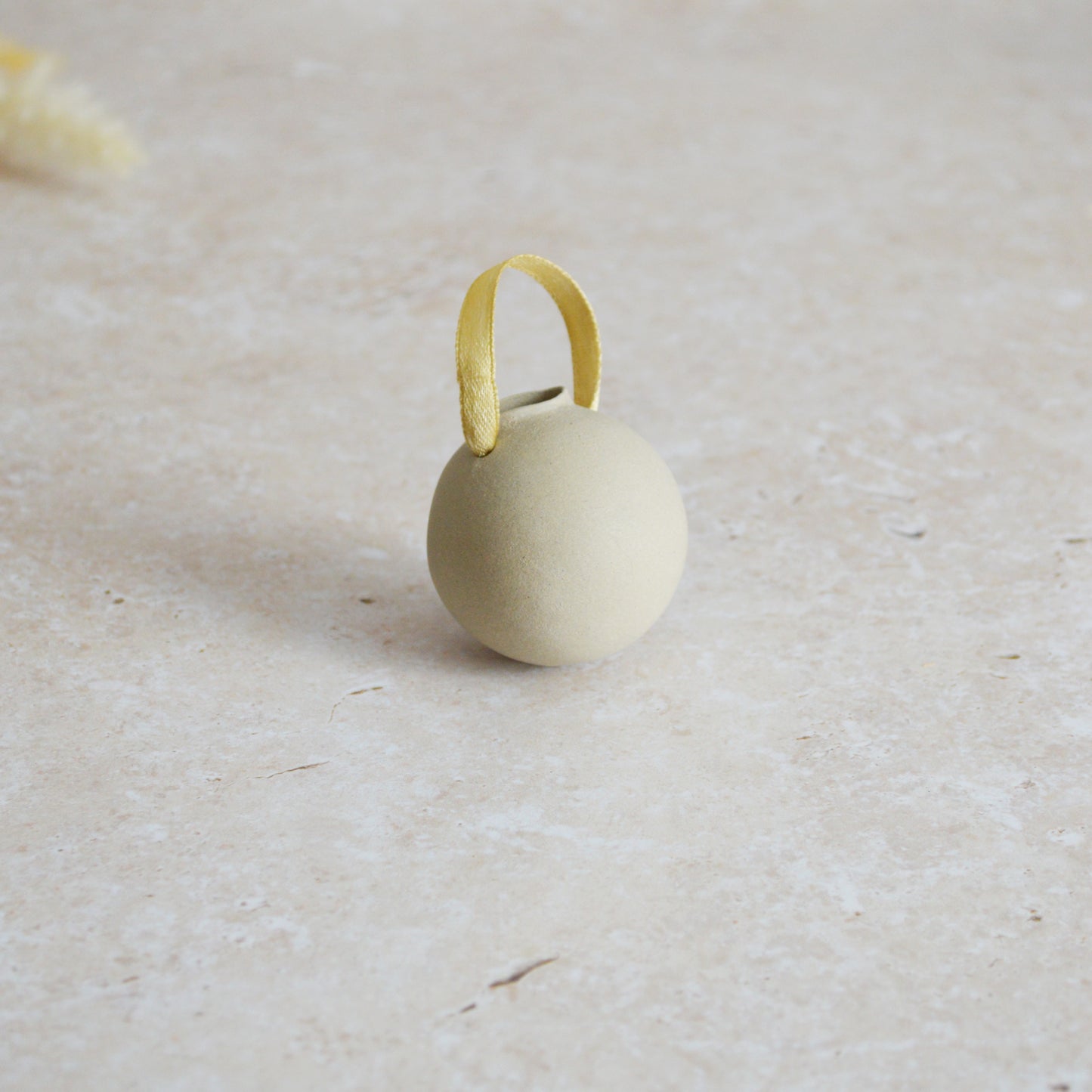 Sample* GREY Small Pastel Bauble With A Gold Heart | Stoneware | Hanging Christmas Decorations | Christmas Tree Decor (B6)