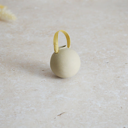 Sample* GREY Small Pastel Bauble With A Gold Heart | Stoneware | Hanging Christmas Decorations | Christmas Tree Decor (B6)