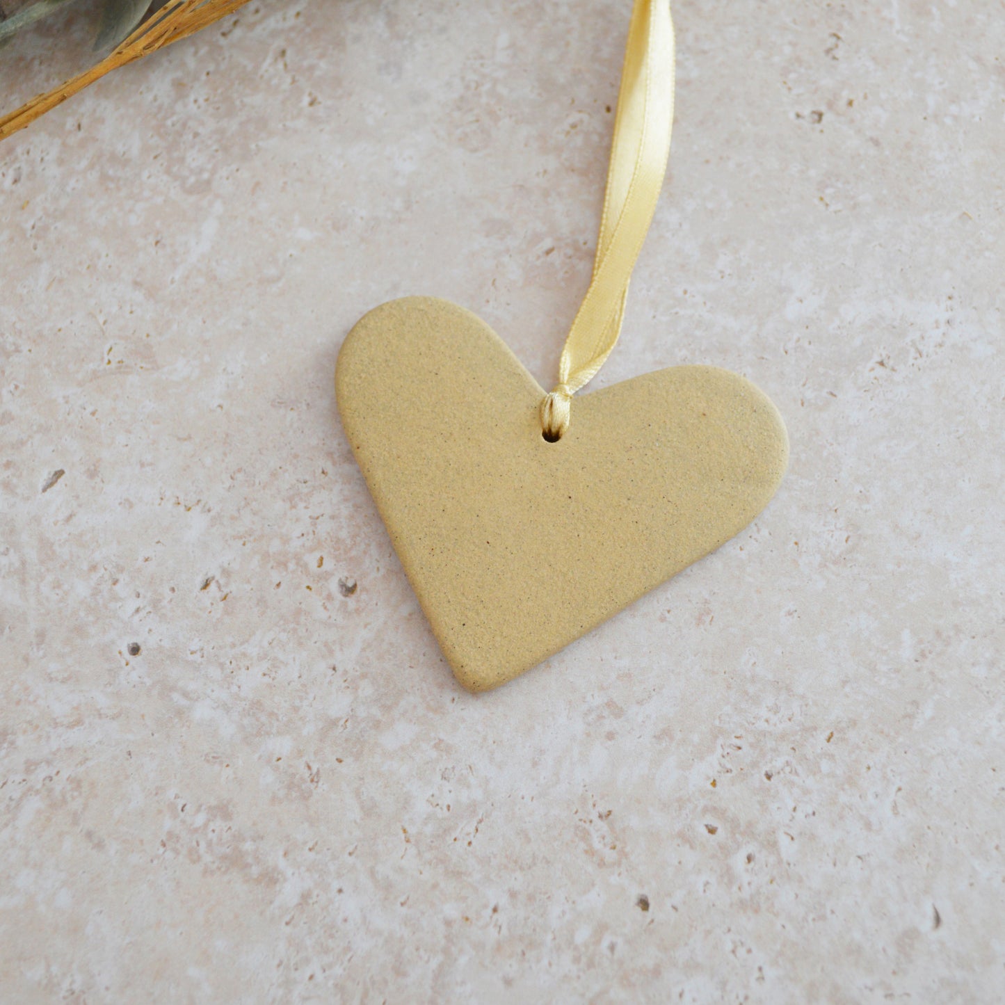 Sample* I Love You Heart With A Gold Heart | Sand | Stoneware | Hanging Heart Decoration | Valentines Keepsake (B70)