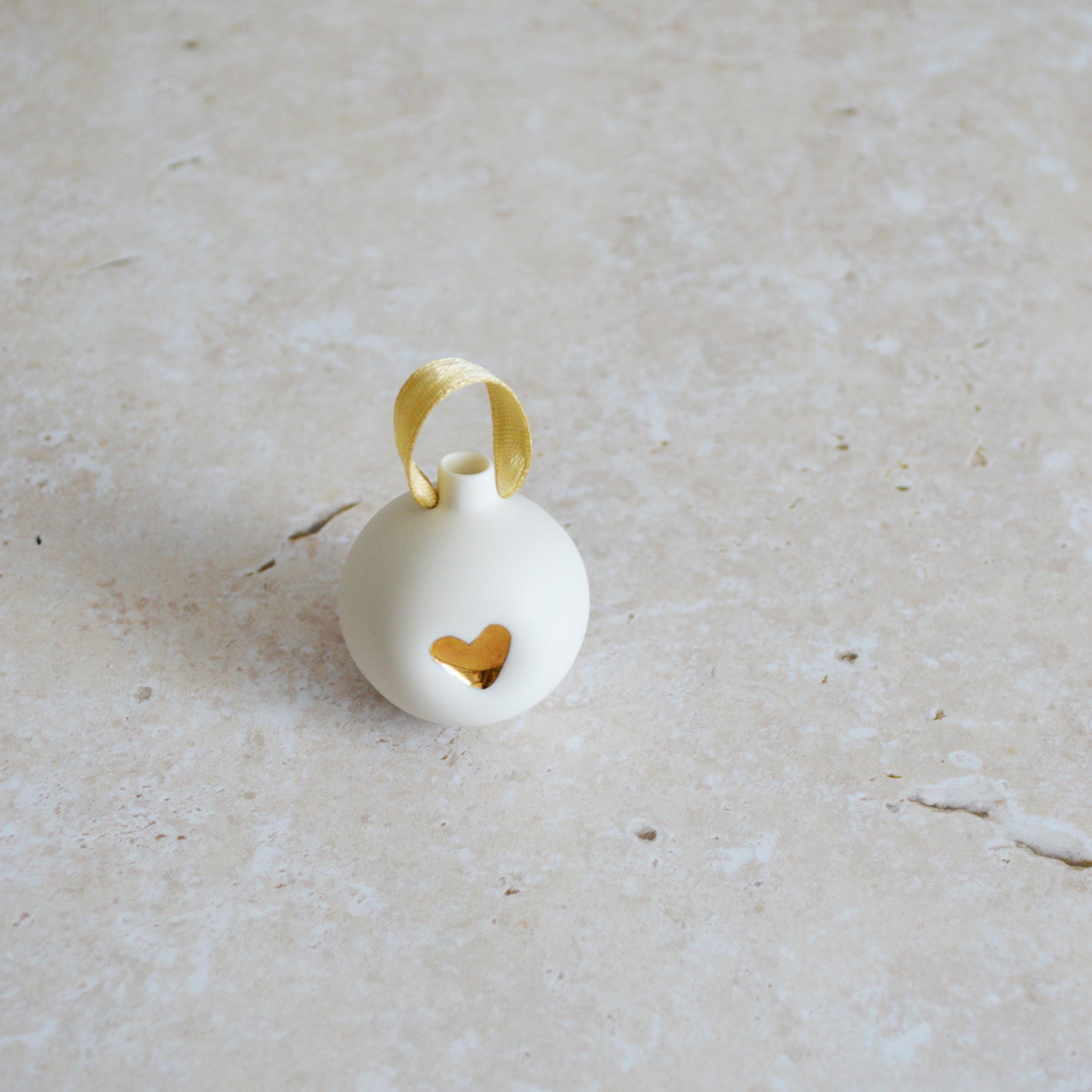 *Sample Mini Porcelain Bauble With A Gold Heart | Porcelain | Hanging Christmas Decorations | Christmas Tree Decor (B74)