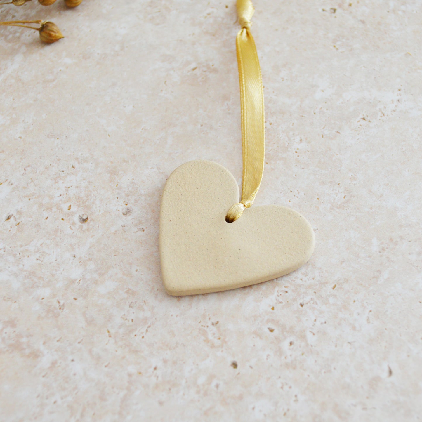 Sample* Mini Hanging Heart U Tag | Beige | Love You Heart Tag With A Mini Pearl Heart Tag | Valentine's Gift | Stoneware (B81)