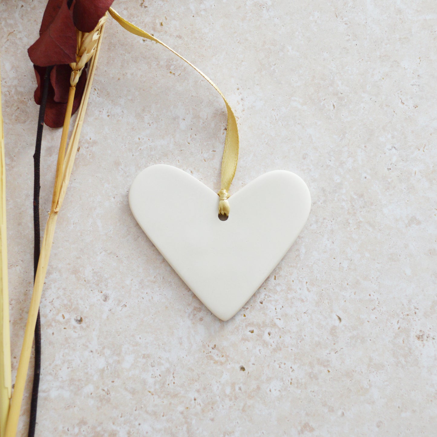 Seconds* I Love You Heart With A Gold Heart | Porcelain | Hanging Heart Decoration | Valentines Keepsake (B85)