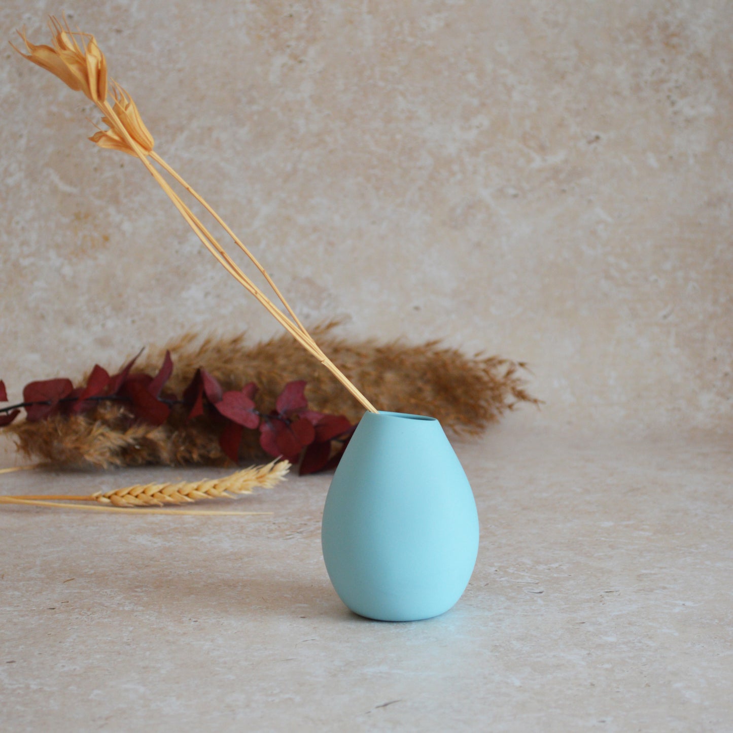 Seconds* Pastel Blue Bud Vase With An Embossed Gold Heart | Porcelain Vase | Flower Vase | Mother's Day Gifts (B87)