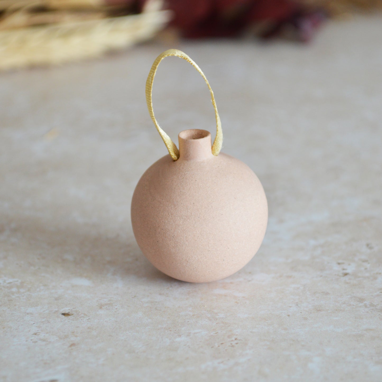 Seconds* PINK Mini Pastel Bauble With A Gold Heart | Stoneware | Hanging Christmas Decorations | Christmas Tree Decor (B88)