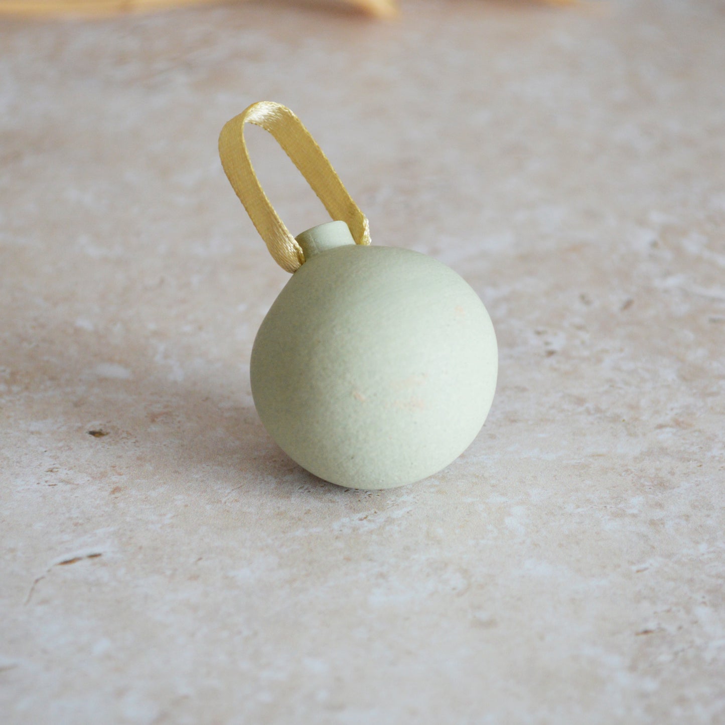 Seconds* MINT Mini Pastel Bauble With A Gold Heart | Stoneware | Hanging Christmas Decorations | Christmas Tree Decor (B89)