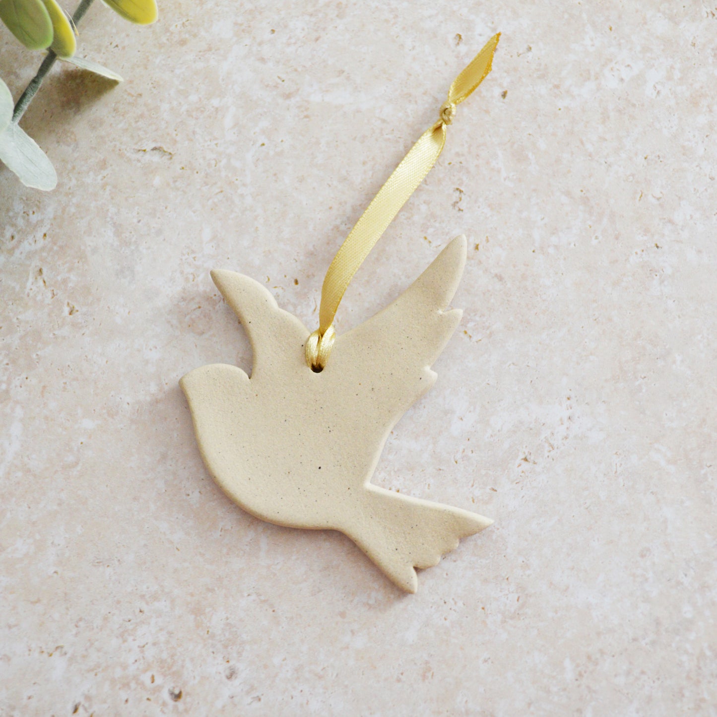 Sample* Stoneware Dove | Speckled Beige | Hanging Decoration | Christmas Decor | Tree Ornament (B8)