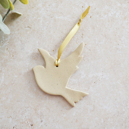 Sample* Stoneware Dove | Speckled Beige | Hanging Decoration | Christmas Decor | Tree Ornament (B8)