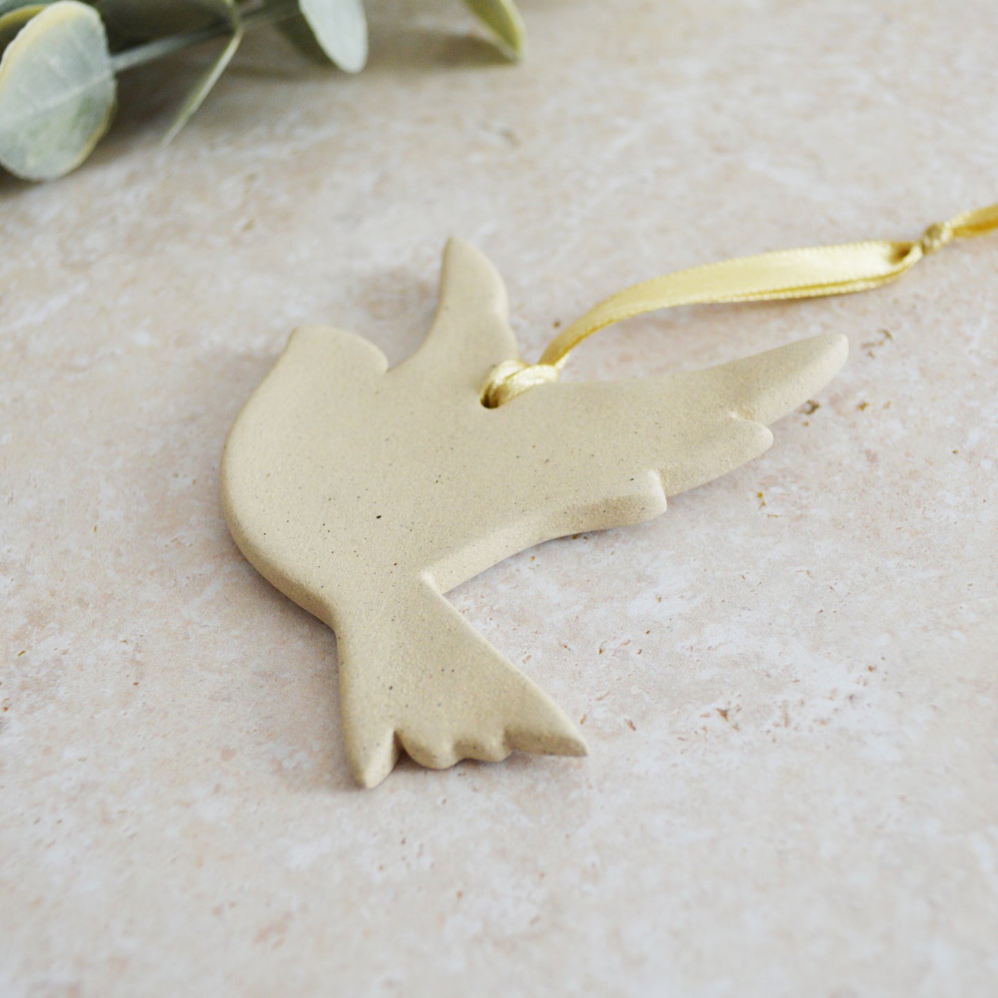 Sample* Stoneware Dove | Speckled Beige | Hanging Decoration | Christmas Decor | Tree Ornament (B8)