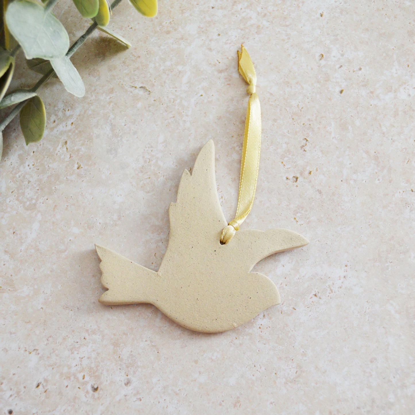 Sample* Stoneware Dove | Speckled Beige | Hanging Decoration | Christmas Decor | Tree Ornament (B8)