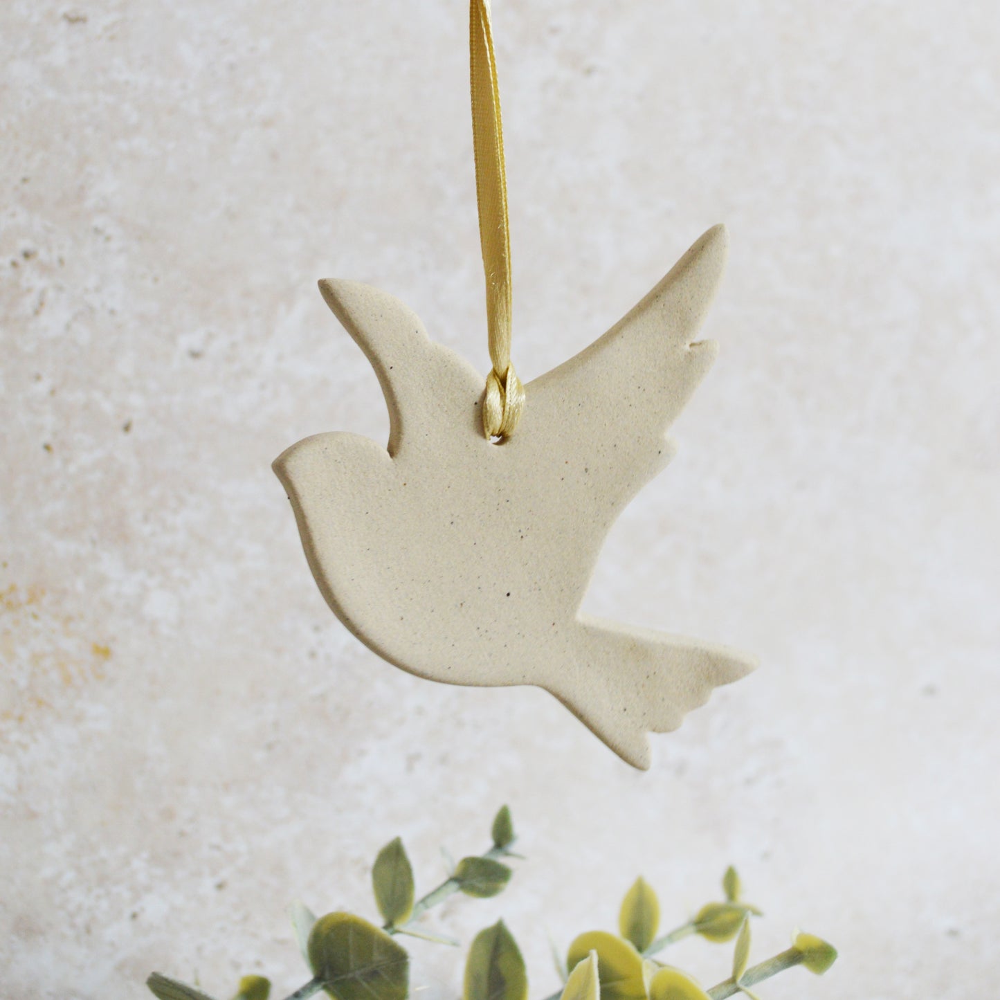 Sample* Stoneware Dove | Speckled Beige | Hanging Decoration | Christmas Decor | Tree Ornament (B8)