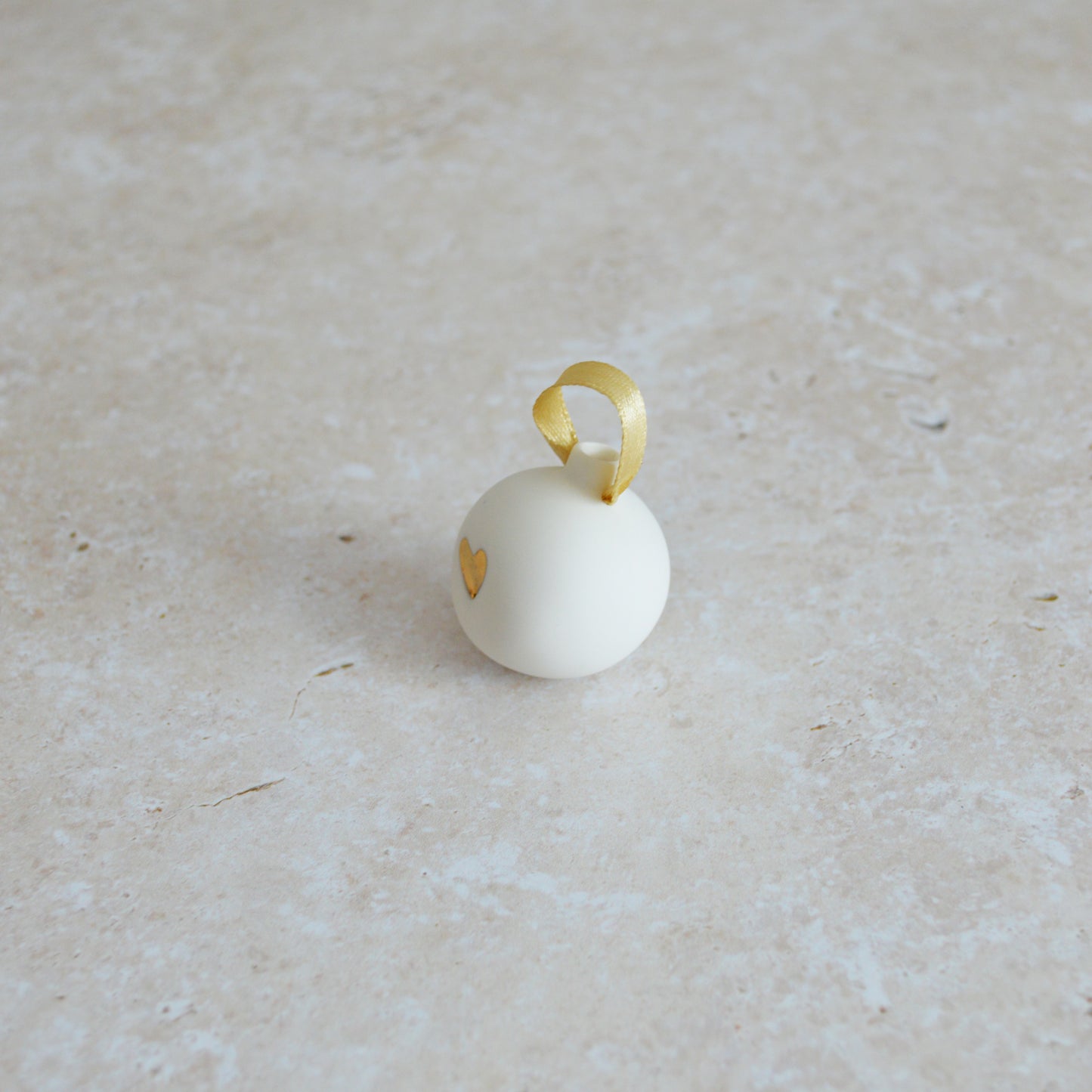 Seconds* Sample* Mini Porcelain Bauble With A Gold Heart | Porcelain | Hanging Christmas Decorations | Christmas Tree Decor (B91)