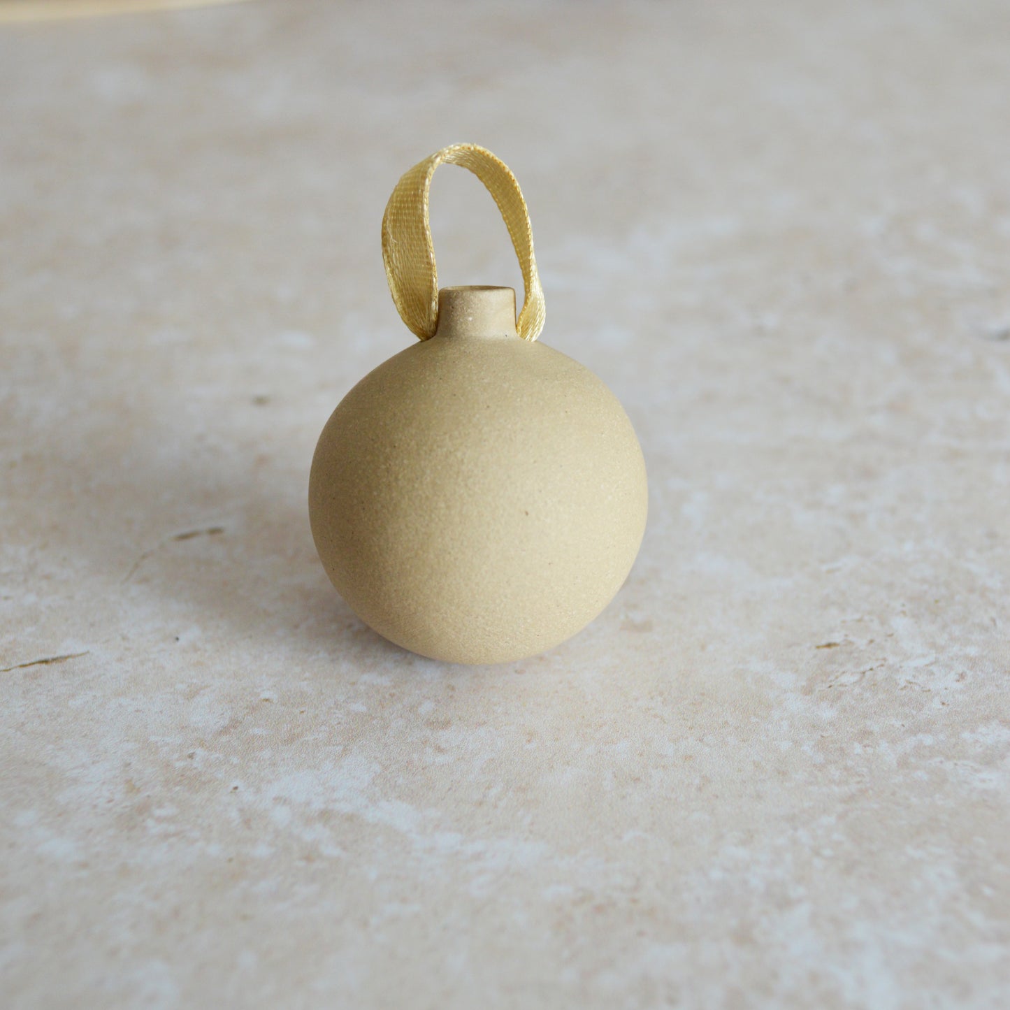 Seconds* BROWN Mini Pastel Bauble With A Gold Heart | Stoneware | Hanging Christmas Decorations | Christmas Tree Decor (B94)