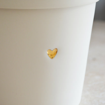 Discontinued* Seconds* Medium Flower Pot With A Gold Heart Made From Porcelain | Plant Pot | White Flower Pot | Porcelain (B95)