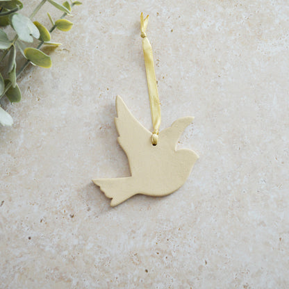 Sample* Stoneware Dove | Beige| Hanging Decoration | Christmas Decor | Tree Ornament (B9)