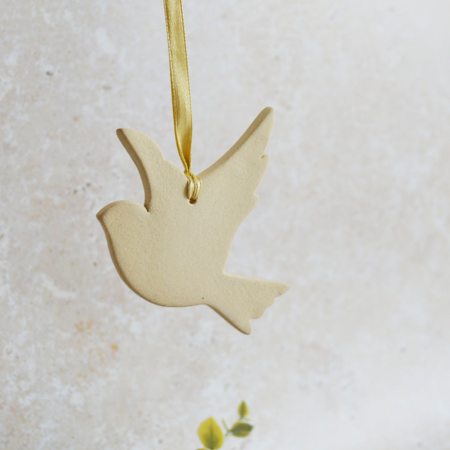 Sample* Stoneware Dove | Beige| Hanging Decoration | Christmas Decor | Tree Ornament (B9)