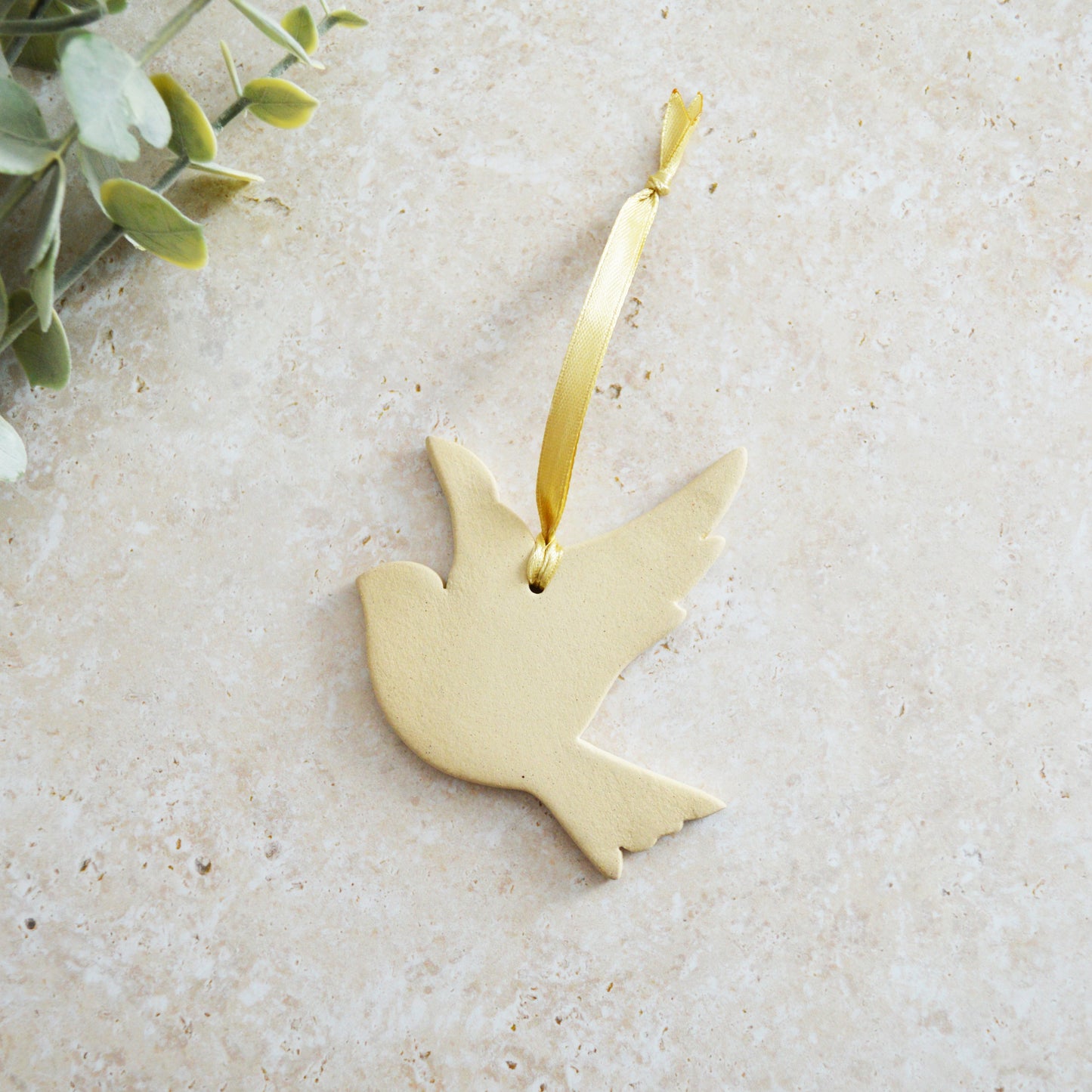 Sample* Stoneware Dove | Beige| Hanging Decoration | Christmas Decor | Tree Ornament (B9)