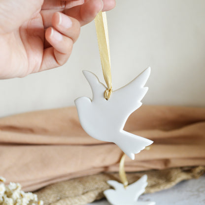 Delicate Porcelain Dove | Hanging Decoration | Christmas Decor | Tree Ornament
