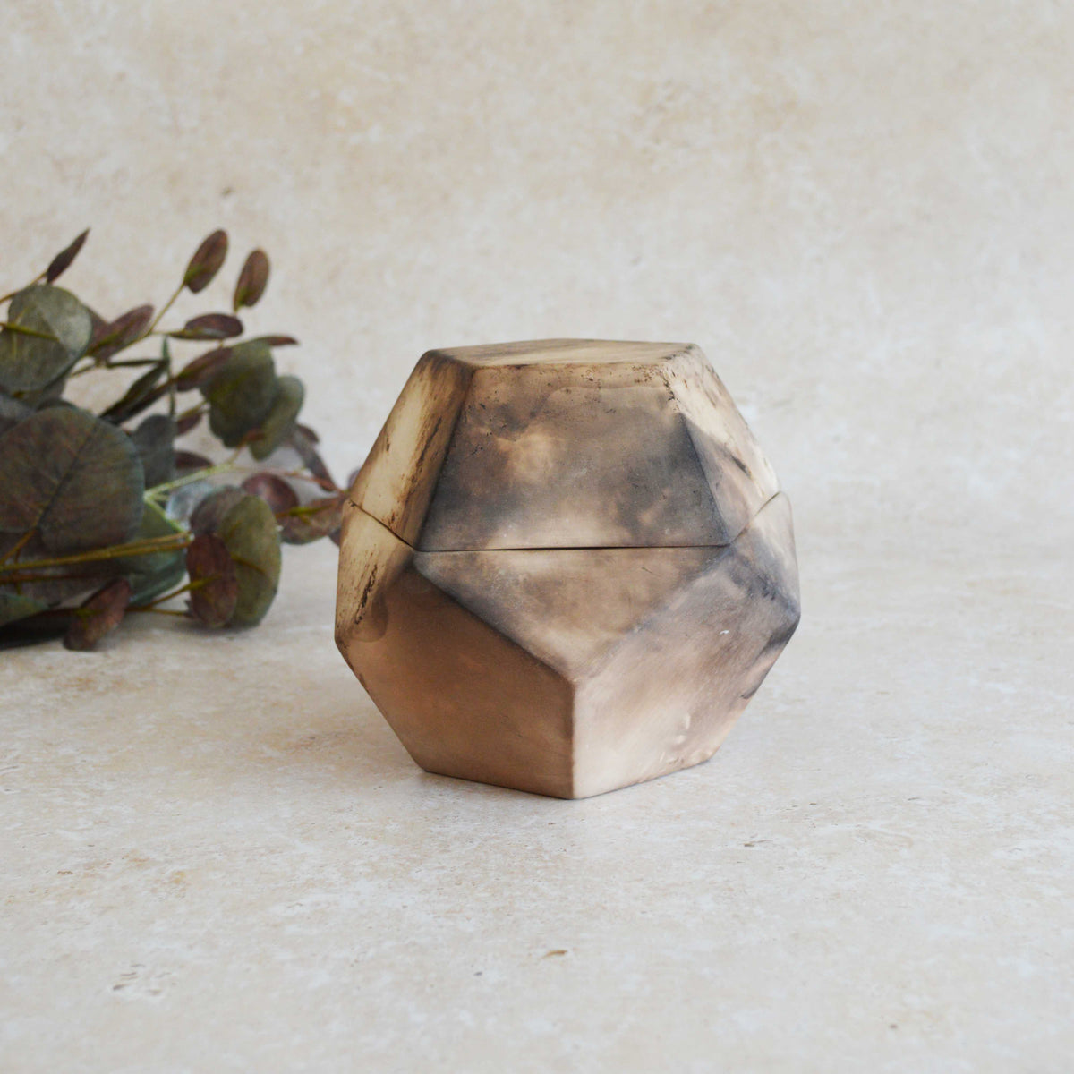 Smoke Fired Dodecahedron | Large | Smoke Fired | Porcelain