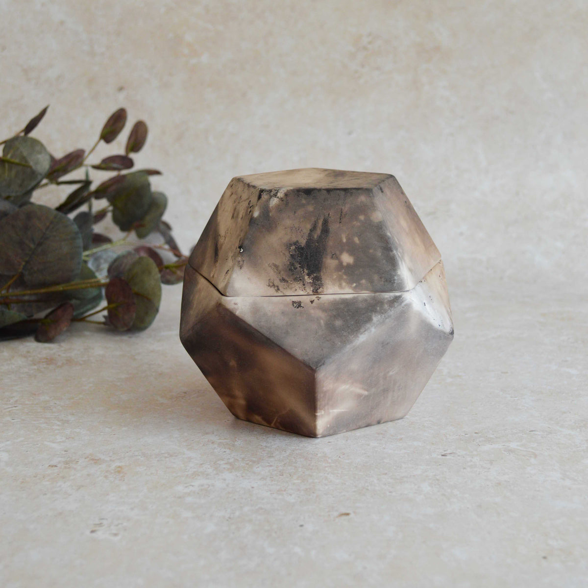 Smoke Fired Dodecahedron | Large | Smoke Fired | Porcelain