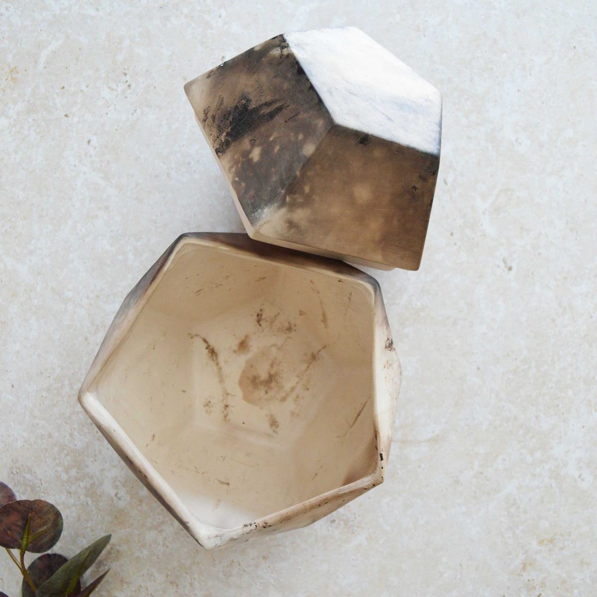 Smoke Fired Dodecahedron | Large | Smoke Fired | Porcelain