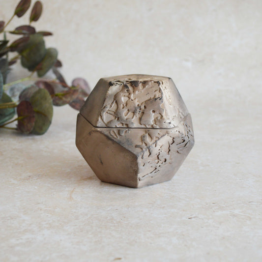Smoke Fired Textured Dodecahedron | Medium | Smoke Fired | Porcelain