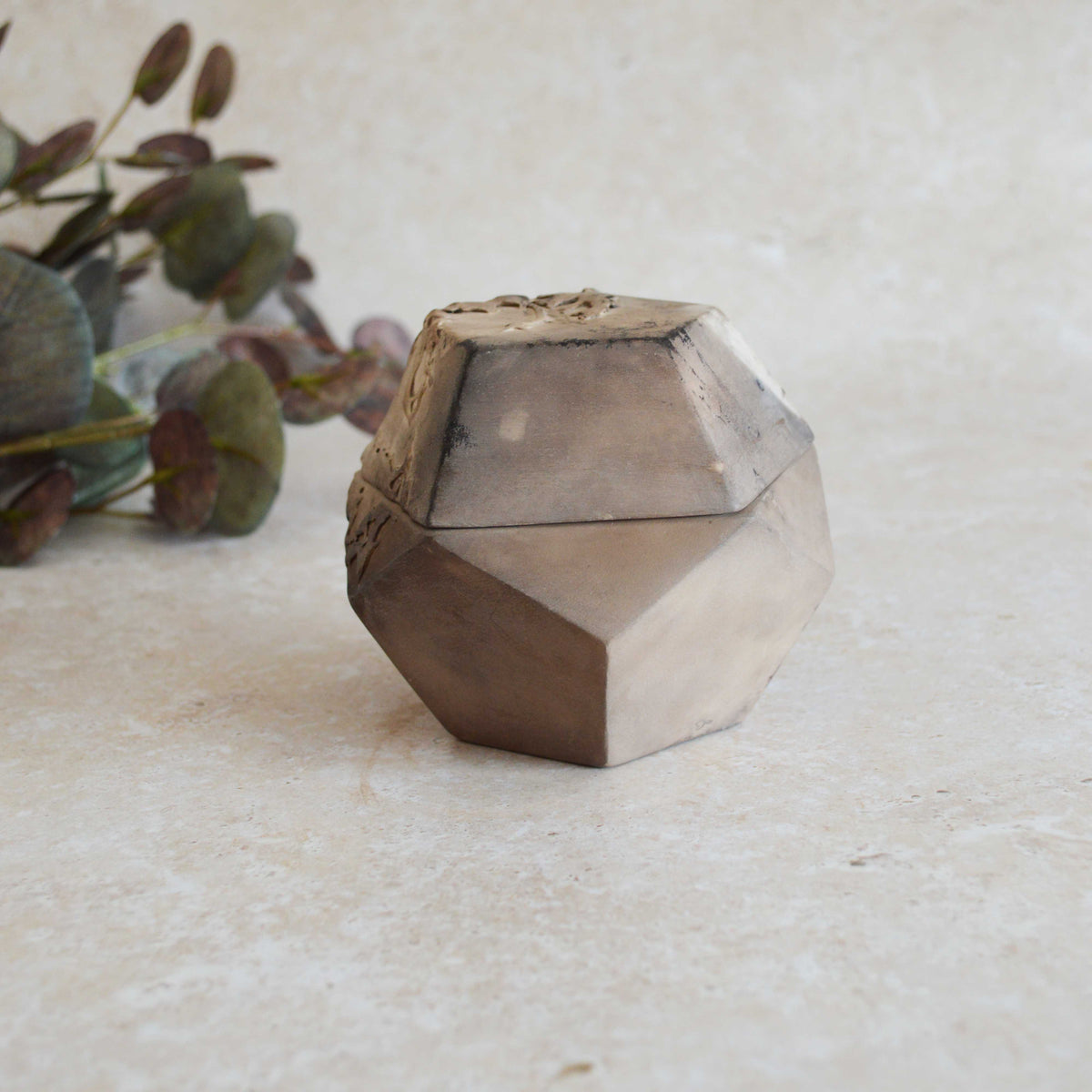 Smoke Fired Textured Dodecahedron | Medium | Smoke Fired | Porcelain