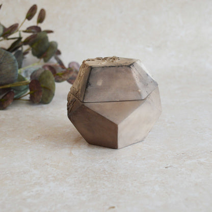 Smoke Fired Textured Dodecahedron | Medium | Smoke Fired | Porcelain