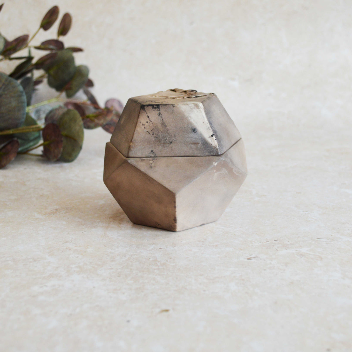Smoke Fired Textured Dodecahedron | Medium | Smoke Fired | Porcelain