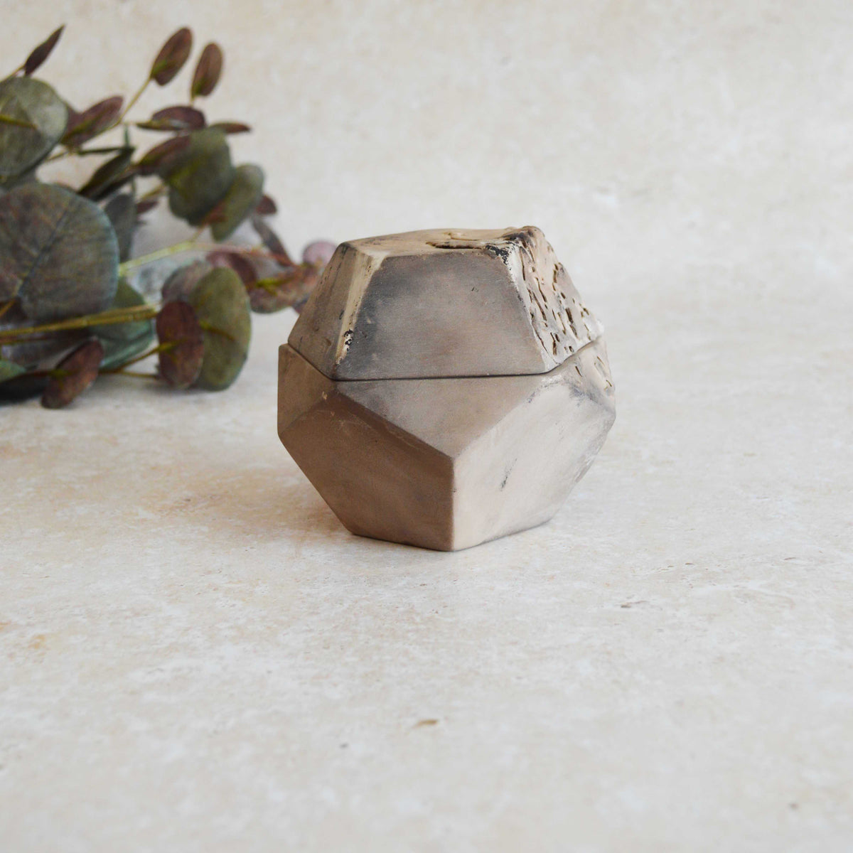 Smoke Fired Textured Dodecahedron | Medium | Smoke Fired | Porcelain