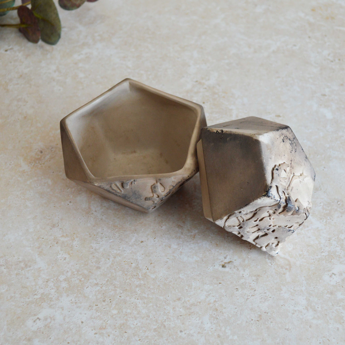 Smoke Fired Textured Dodecahedron | Medium | Smoke Fired | Porcelain