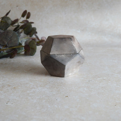 Smoke Fired Dodecahedron with a Mis Match Pattern | Medium | Smoke Fired | Porcelain