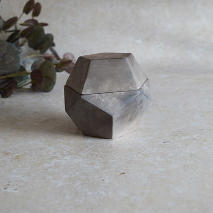 Smoke Fired Dodecahedron with a Mis Match Pattern | Medium | Smoke Fired | Porcelain
