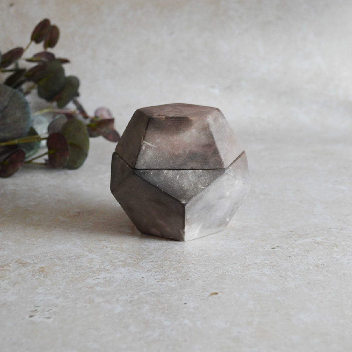 Smoke Fired Dodecahedron with a Mis Match Pattern | Medium | Smoke Fired | Porcelain