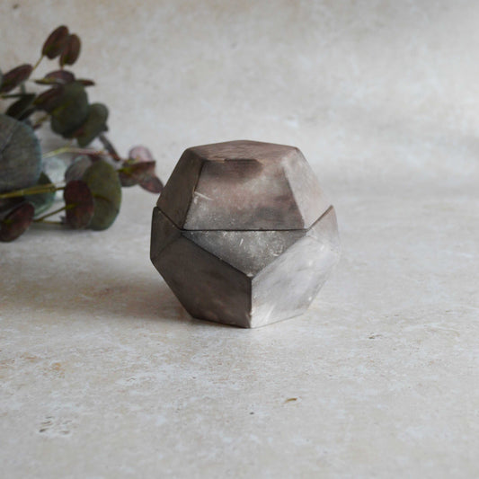 Smoke Fired Dodecahedron with a Mis Match Pattern | Medium | Smoke Fired | Porcelain