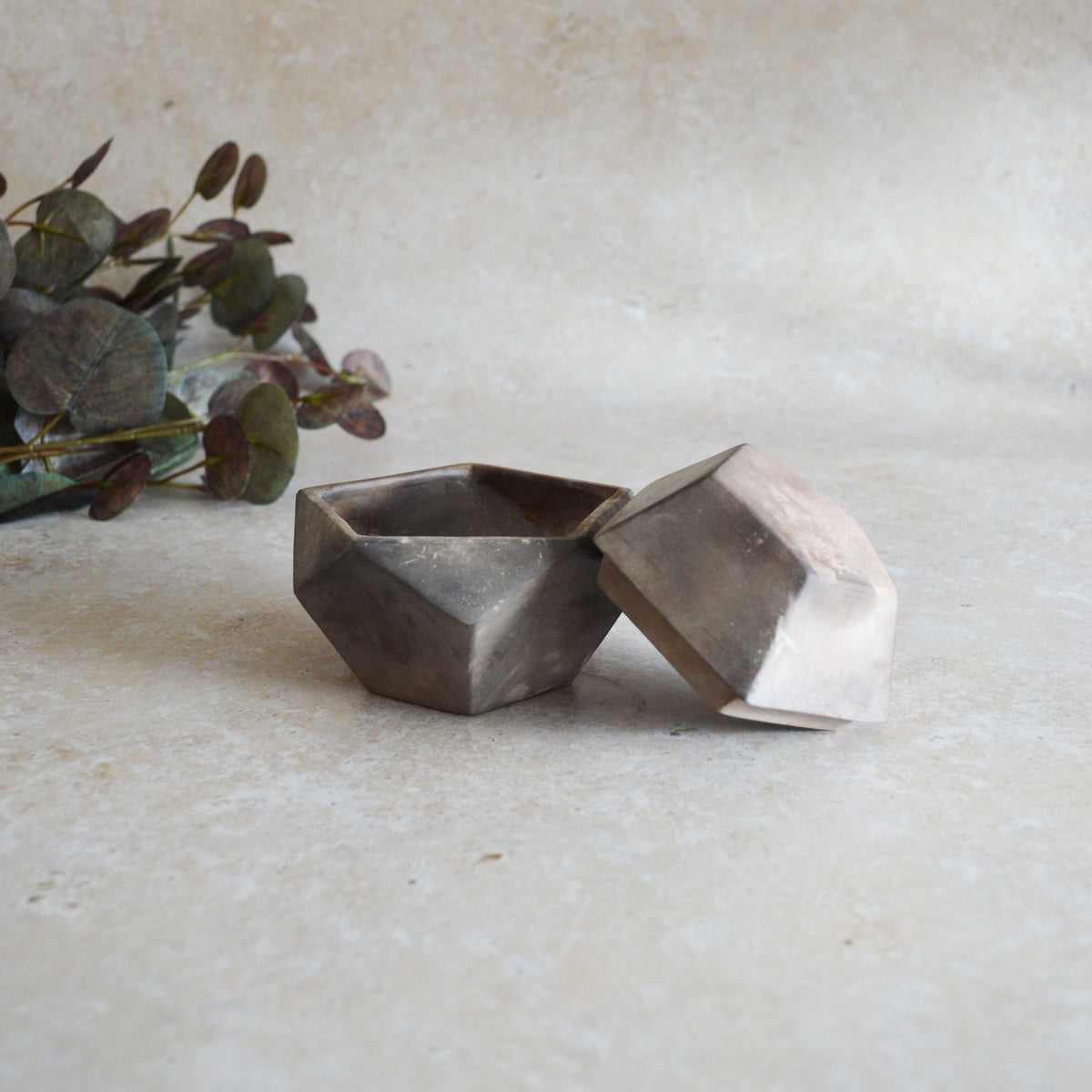 Smoke Fired Dodecahedron with a Mis Match Pattern | Medium | Smoke Fired | Porcelain