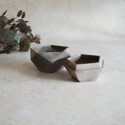 Smoke Fired Dodecahedron with a Mis Match Pattern | Medium | Smoke Fired | Porcelain