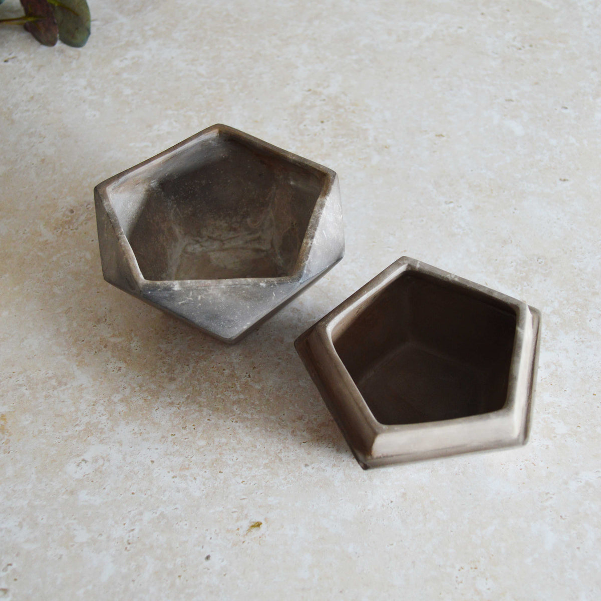 Smoke Fired Dodecahedron with a Mis Match Pattern | Medium | Smoke Fired | Porcelain