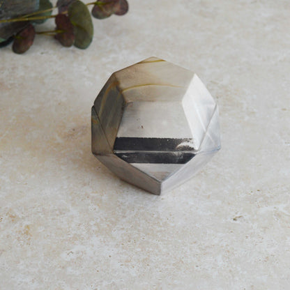 Smoke Fired Dodecahedron | Medium | Smoke Fired | Porcelain