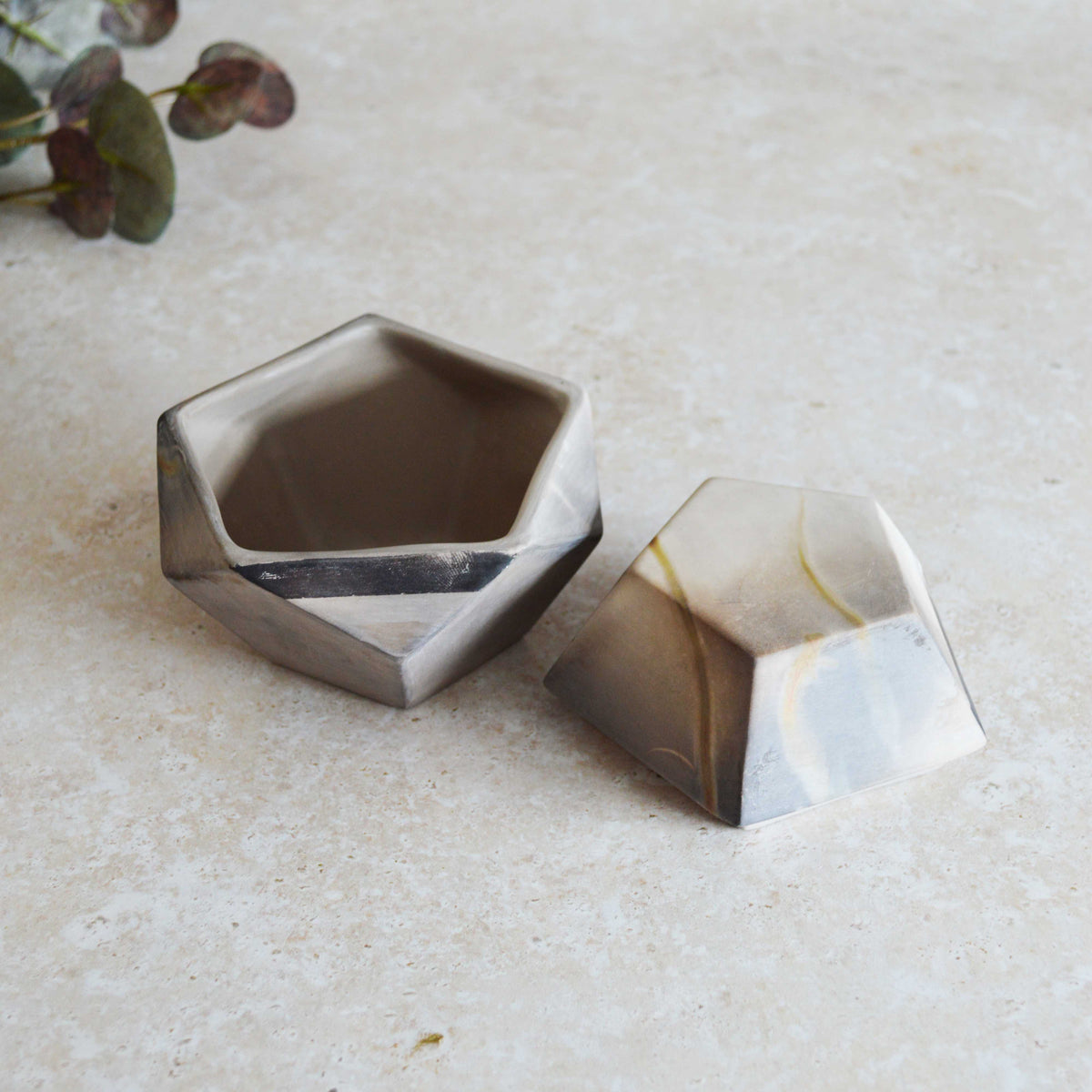 Smoke Fired Dodecahedron | Medium | Smoke Fired | Porcelain