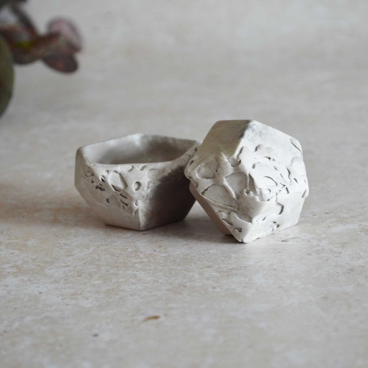 Smoke Fired Dodecahedron | Textured Small | Smoke Fired | Porcelain
